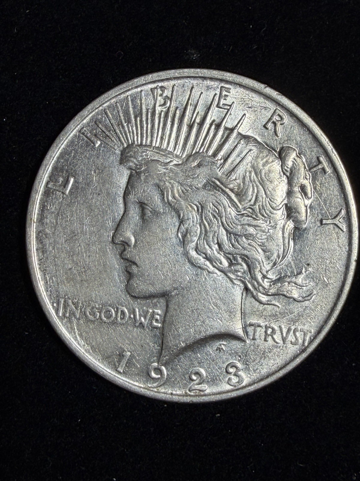 1923-D PEACE SILVER DOLLAR - CH/AU ~NICE COIN~DIE CLASH