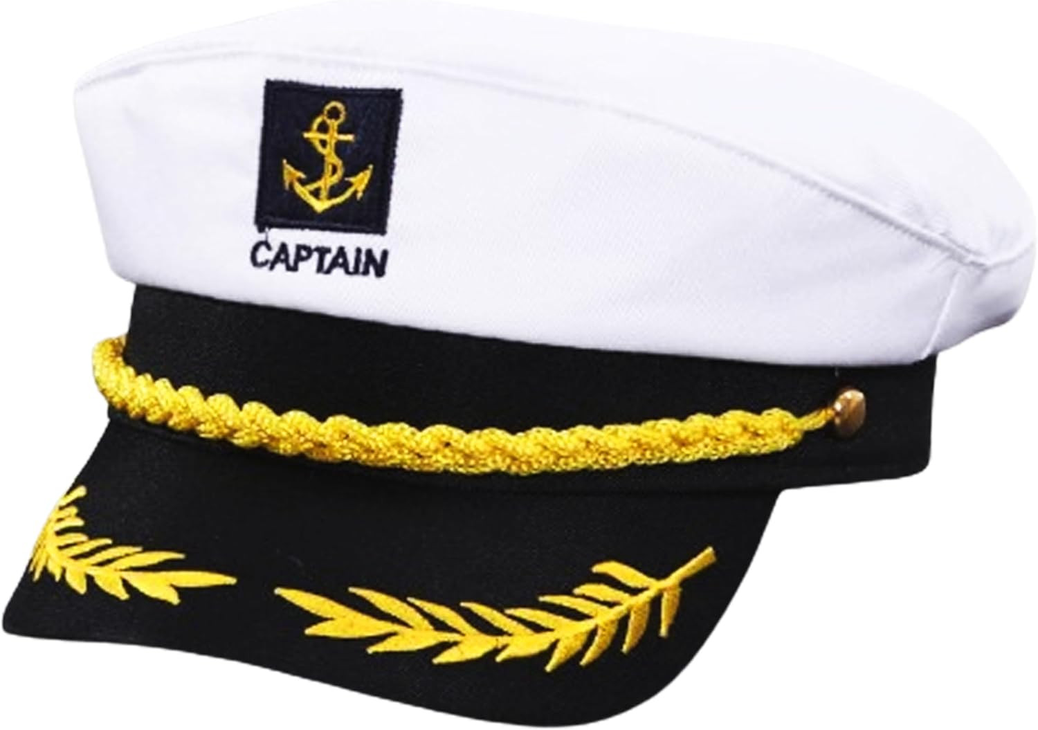 Captain Hat Sailor Skipper Cap - Adjustable Marines Style Costume Accessory for