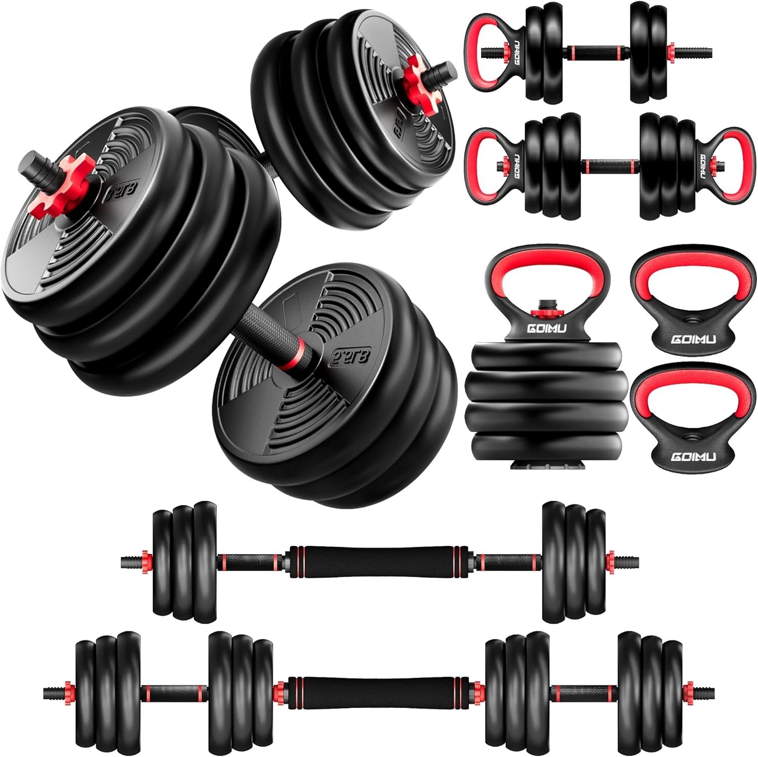 Adjustable Dumbbells 32/54/76/94LBS Free Weight Set 4 in 1 Dumbbell Set