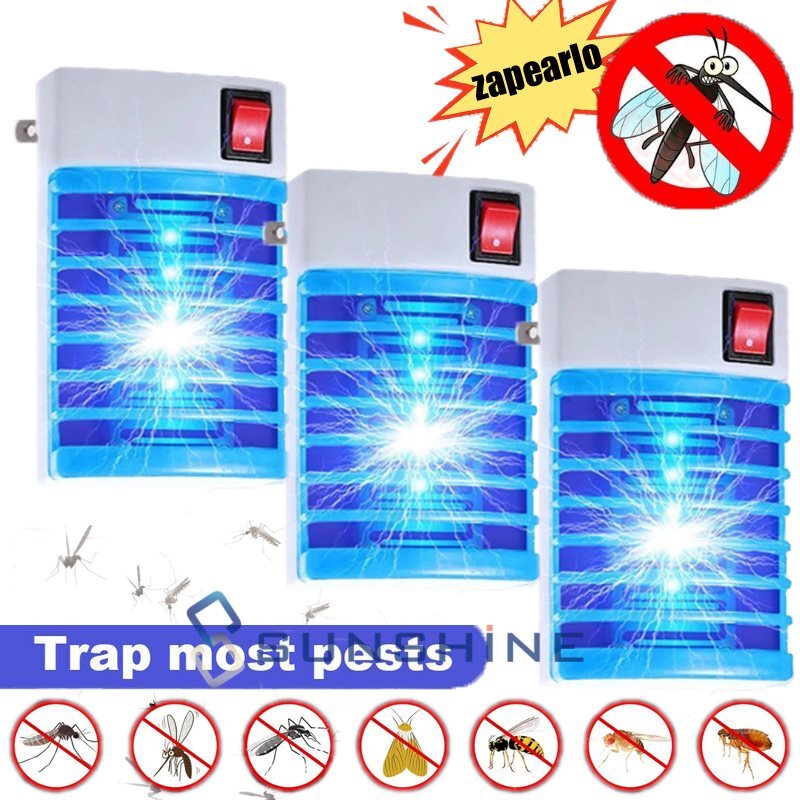 3 Insect Bug Mosquito Zapper Night Light Fly Trap Killer Indoor Plug in Led Lamp