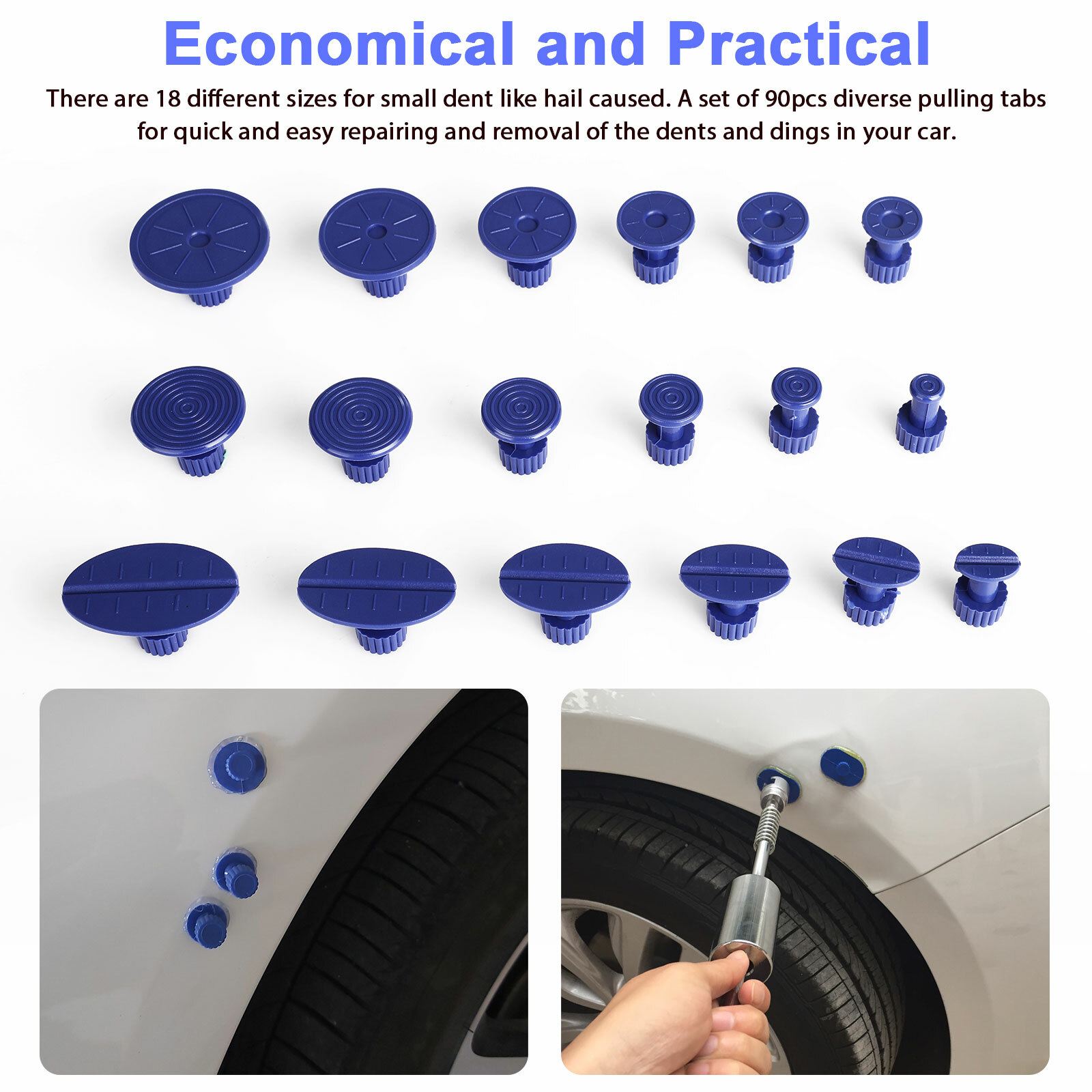 Car Pulling Tabs Paintless Dent Repair Hail Removal Kit For All Puller Tool US