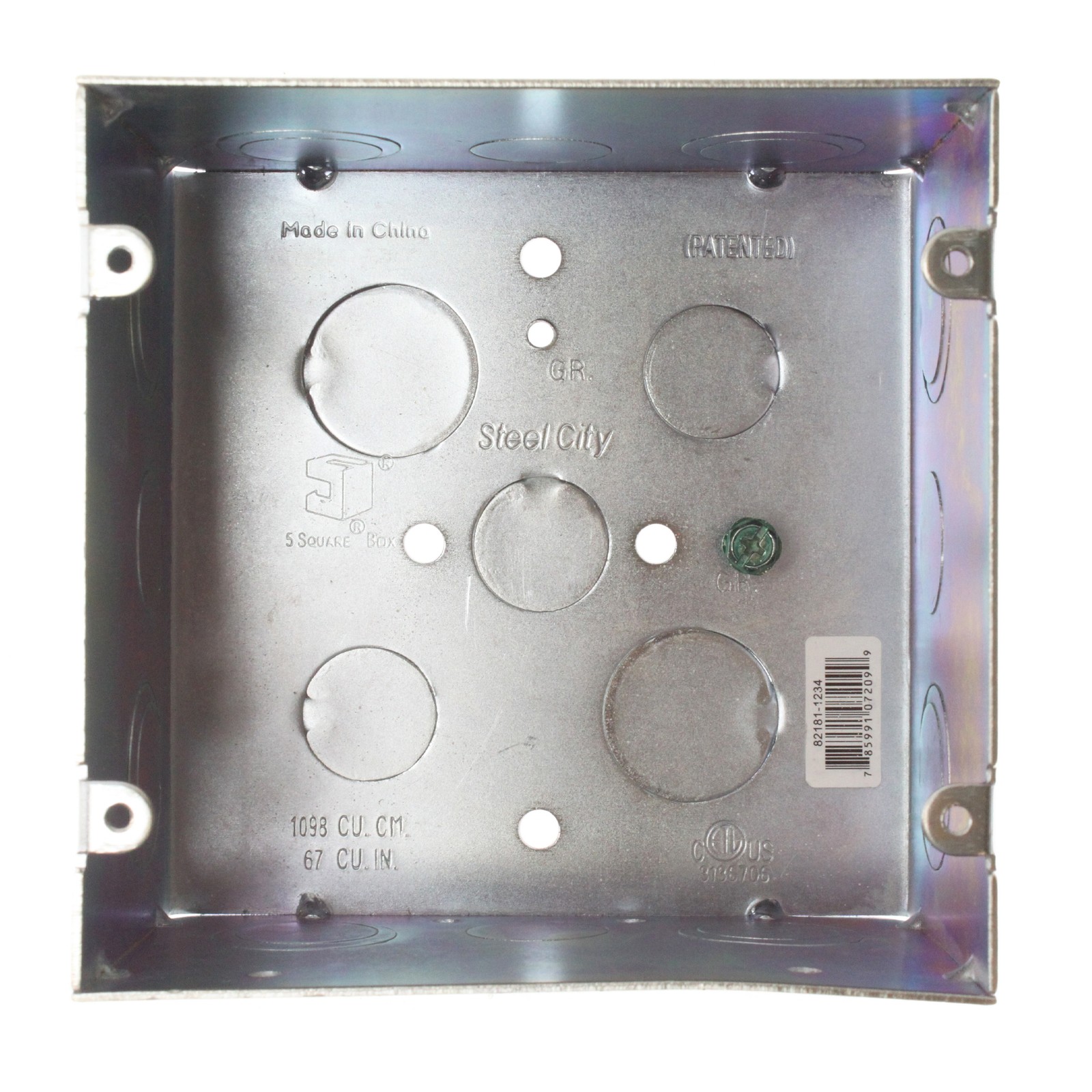 STEEL CITY 82181-1234 STEEL DEVICE BACK BOX, WELDED, 2-7/8" DEEP, 5" SQUARE