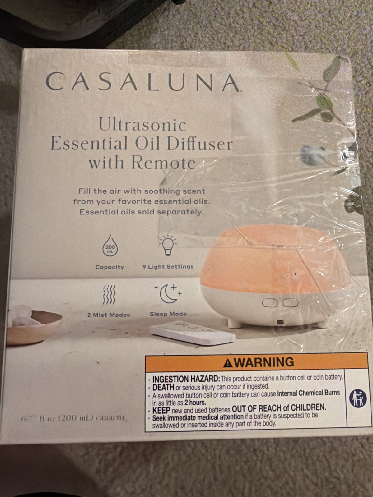 200ml Essential Oil Diffuser White - Casaluna New Open Box Remote Control Nice
