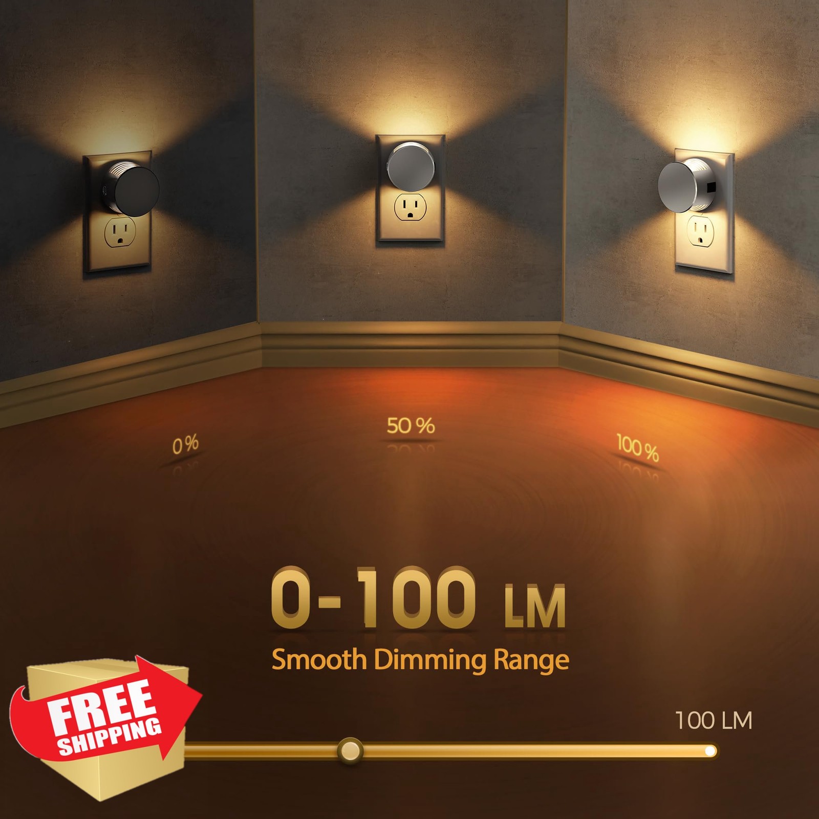 Briignite 2 Pack Warm White Plug-in Night Light