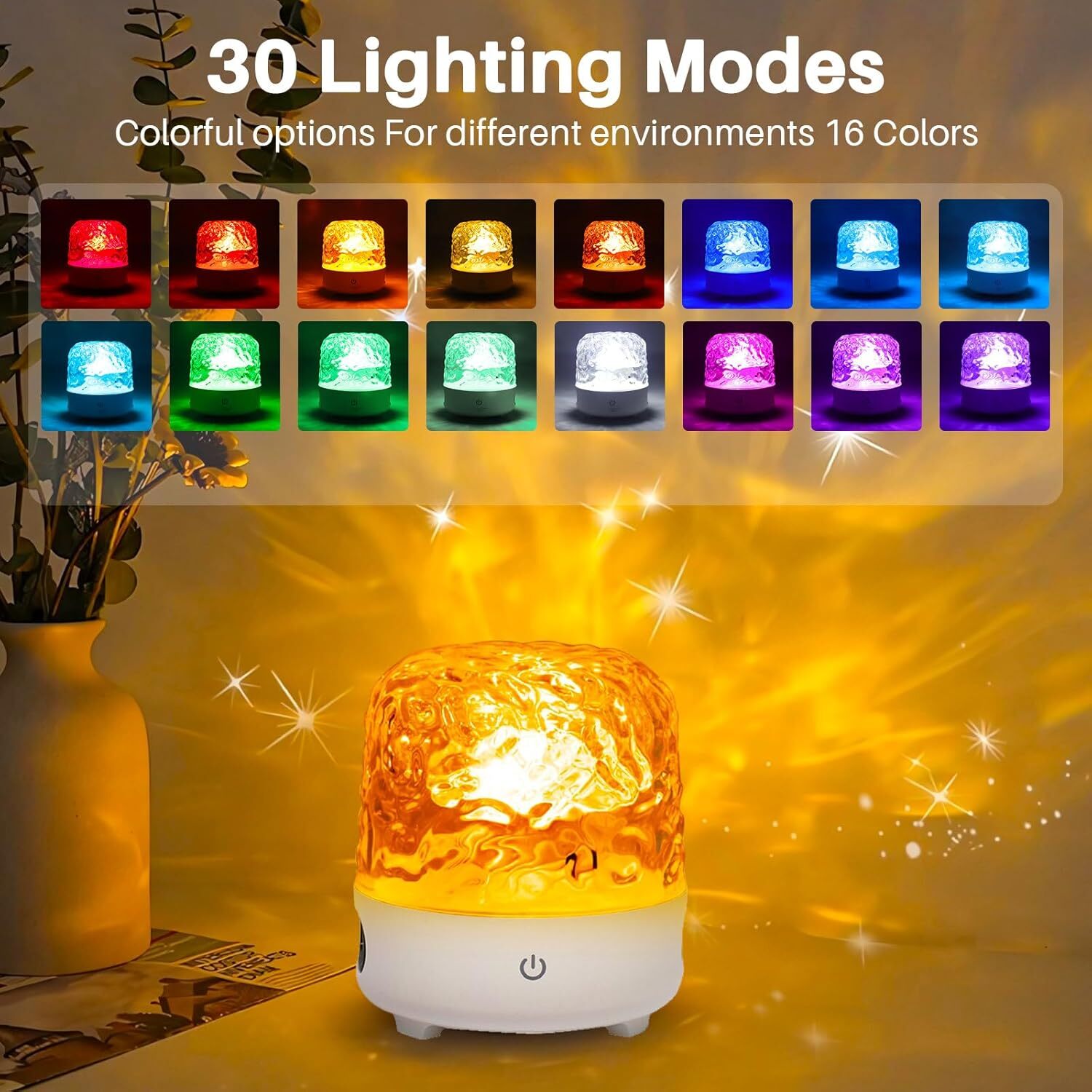 Ocean Wave Night Light Cordless Projector Lamp 16 colors