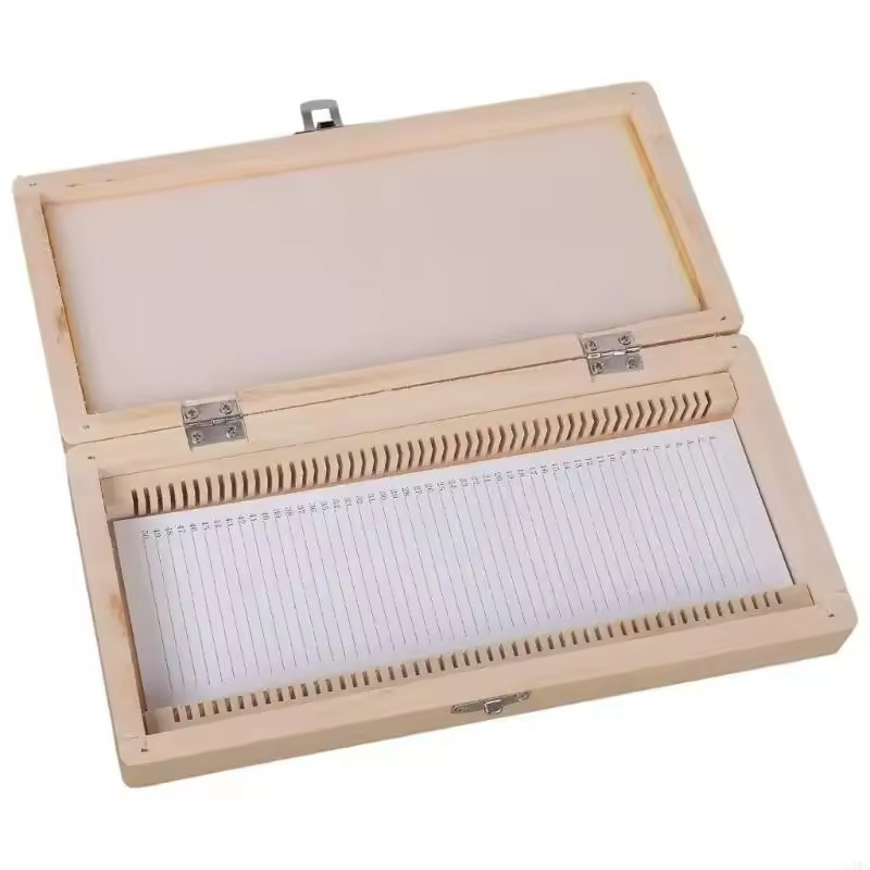 Portable Wooden Microscope Slide Holder Box for 50 Prepared Glass Slides