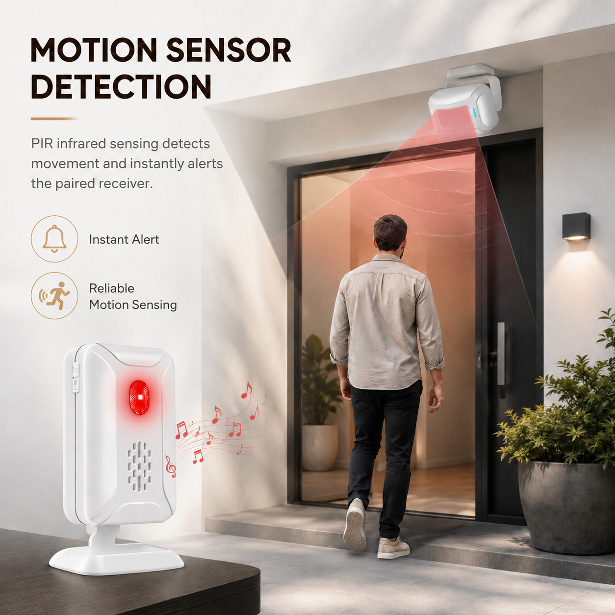 Wireless Door Chime Motion Sensor Alarm for Store Office 918ft Range 36 Chimes