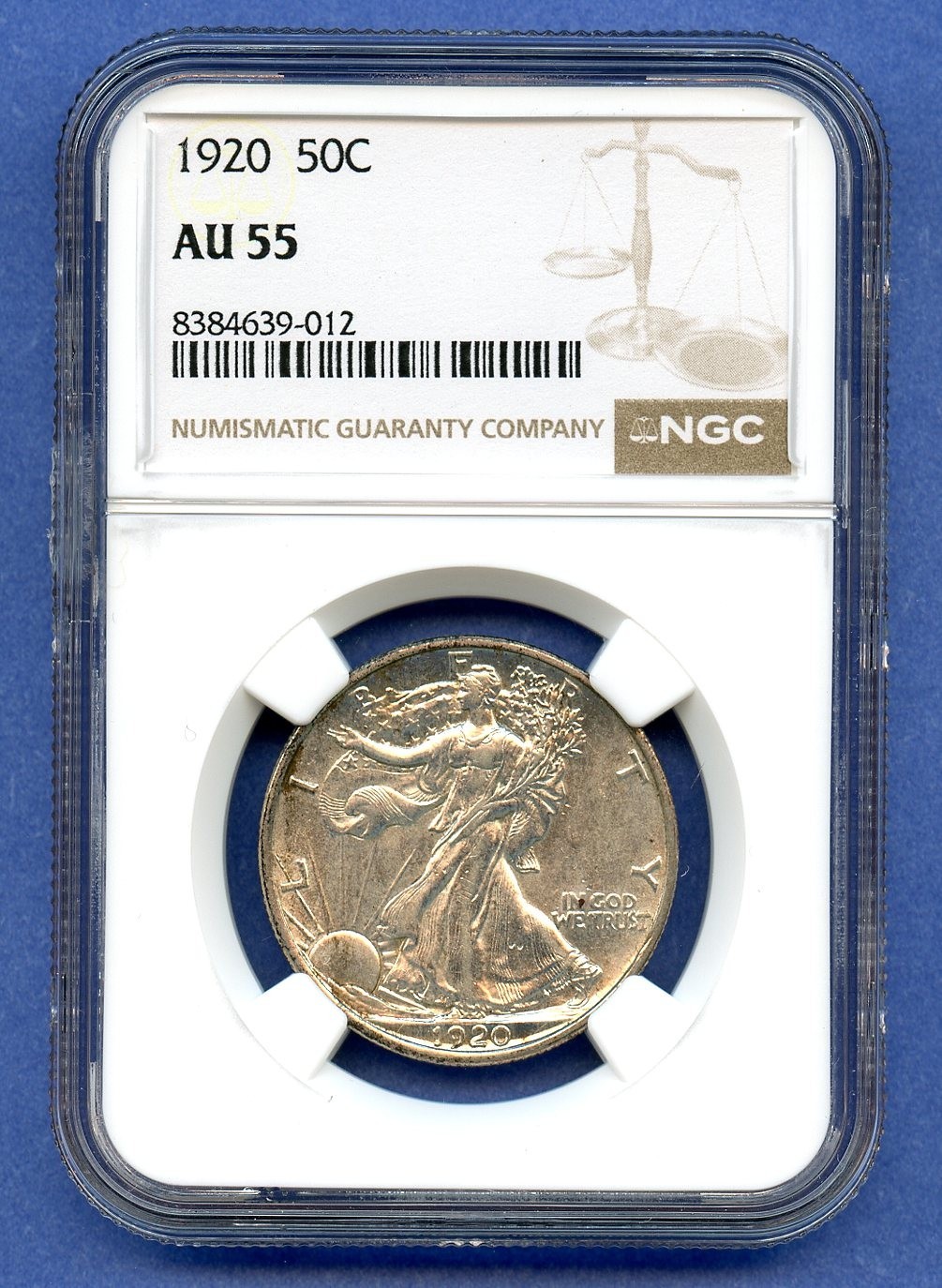 1920 P NGC AU55 Walking Liberty Silver Half Dollar 50c US Mint 1920-P AU-55