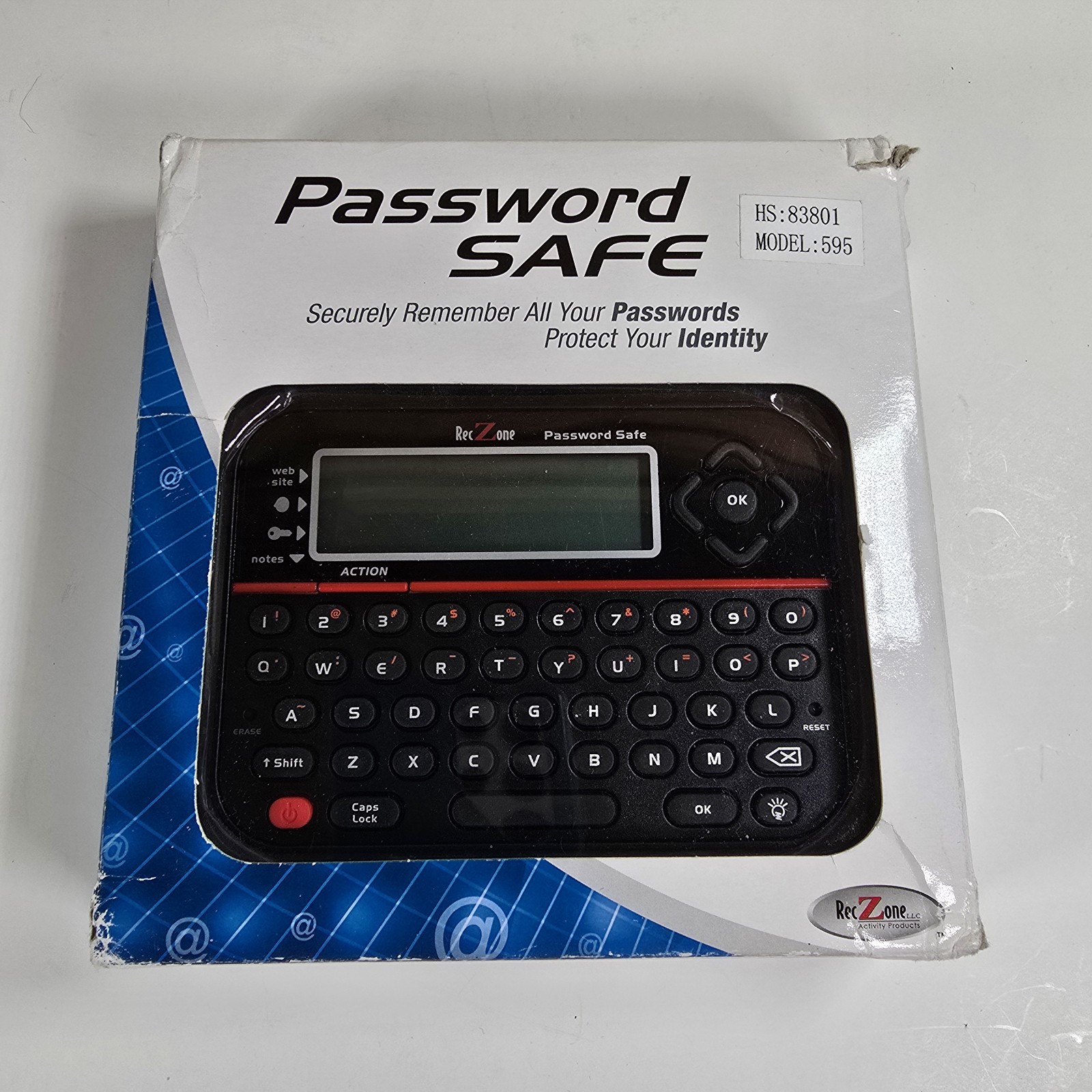 RecZone Password Safe Model 595 Electronic Password Organizer Tested Working OB