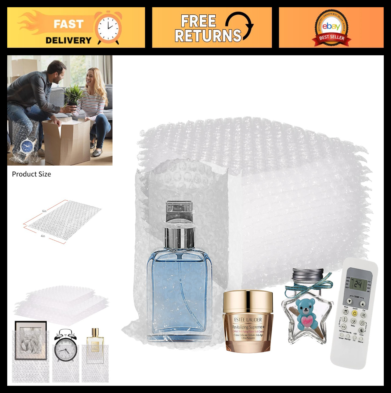 50 Pack 4"x6" Clear Bubble Bags - Thick Shockproof Pouches for Shipping & Storag