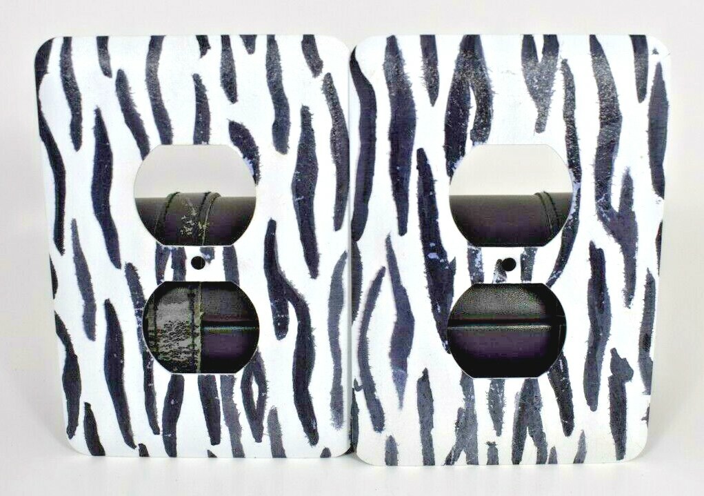 TayMac Zebra Print Metal Wall Outlet Covers (4 pack)
