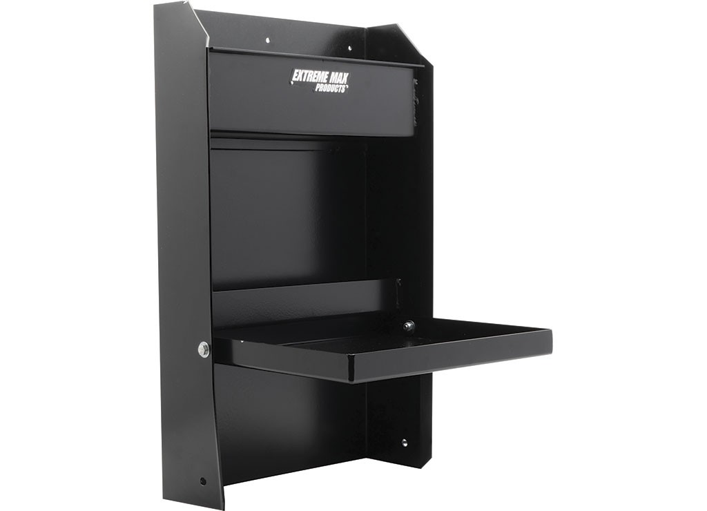 Extreme Max 5001.6119 Junior Wall-Mount Work Station Tray/Paper Towel Rack Black