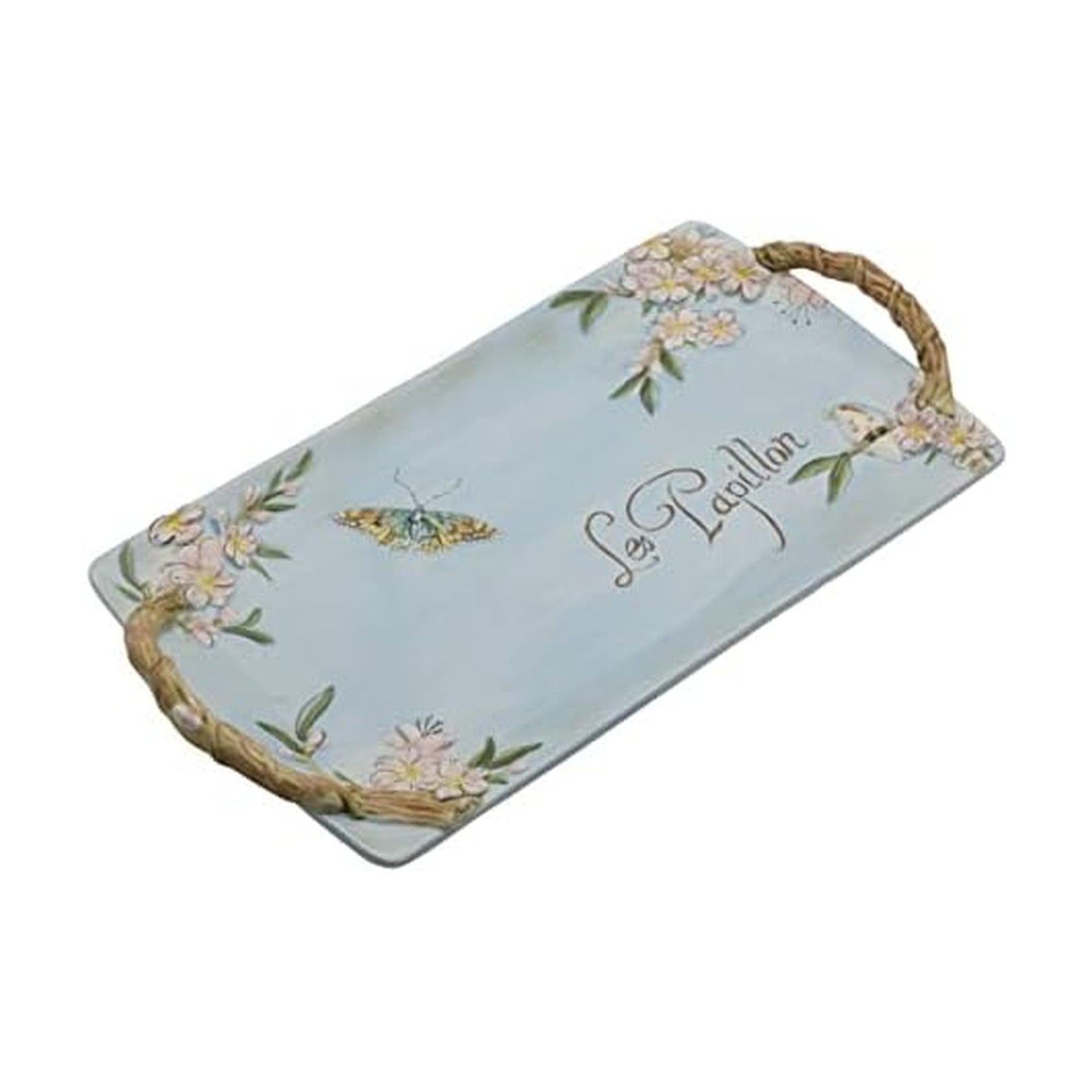 Fitz & Floyd Fitz and Floyd Toulouse Handled Serving Tray 14 Inch  Blue