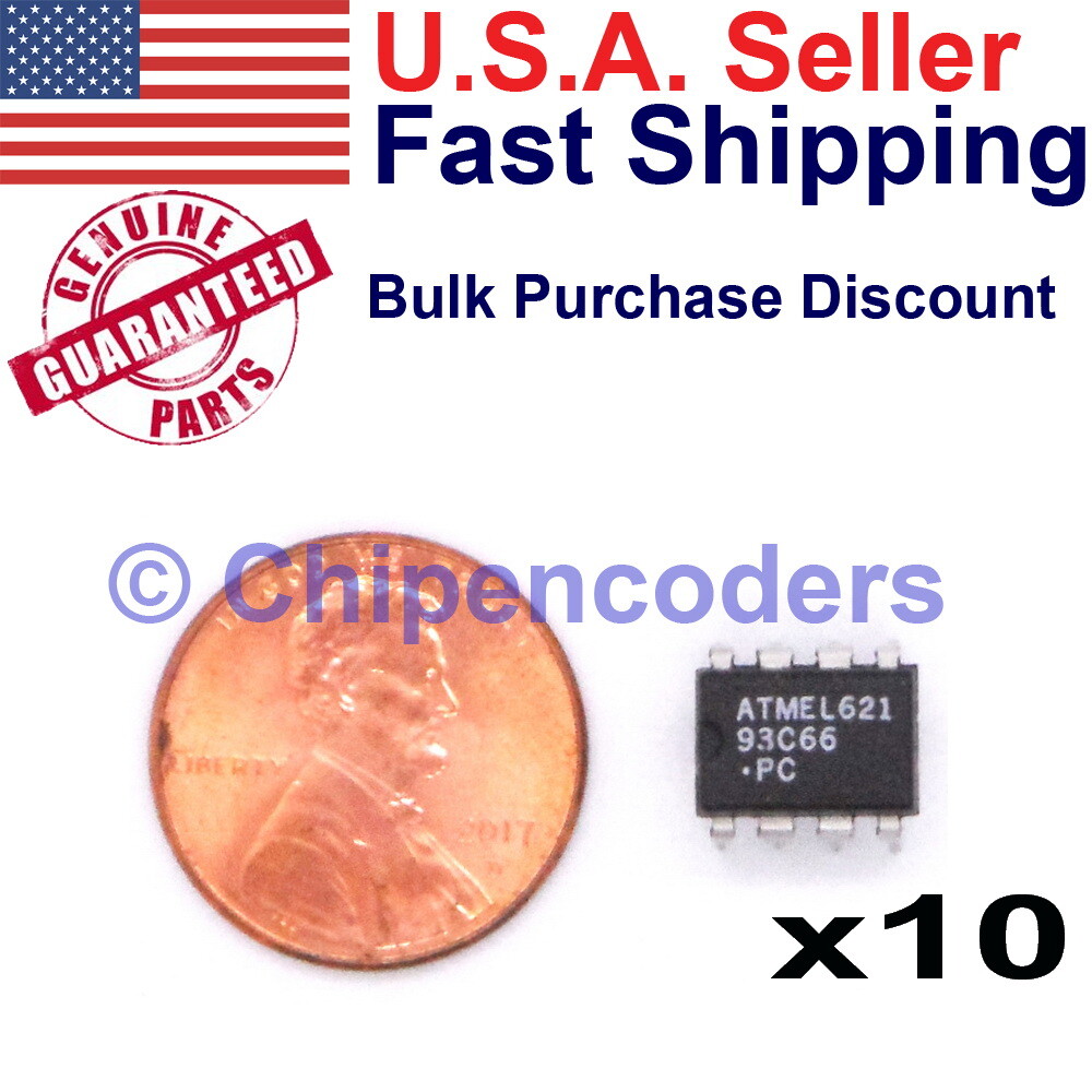 10 pcs Atmel 93c66  3-wire Serial EEPROM Memory 8pin DIP 2.7V to 5.5V AT93c66