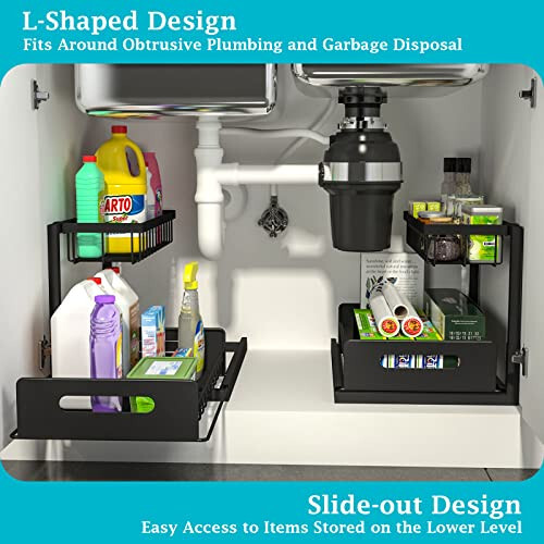 2 Tier Under Sink Organizer Kitchen Sink Organizers Storage Bathroom makueup