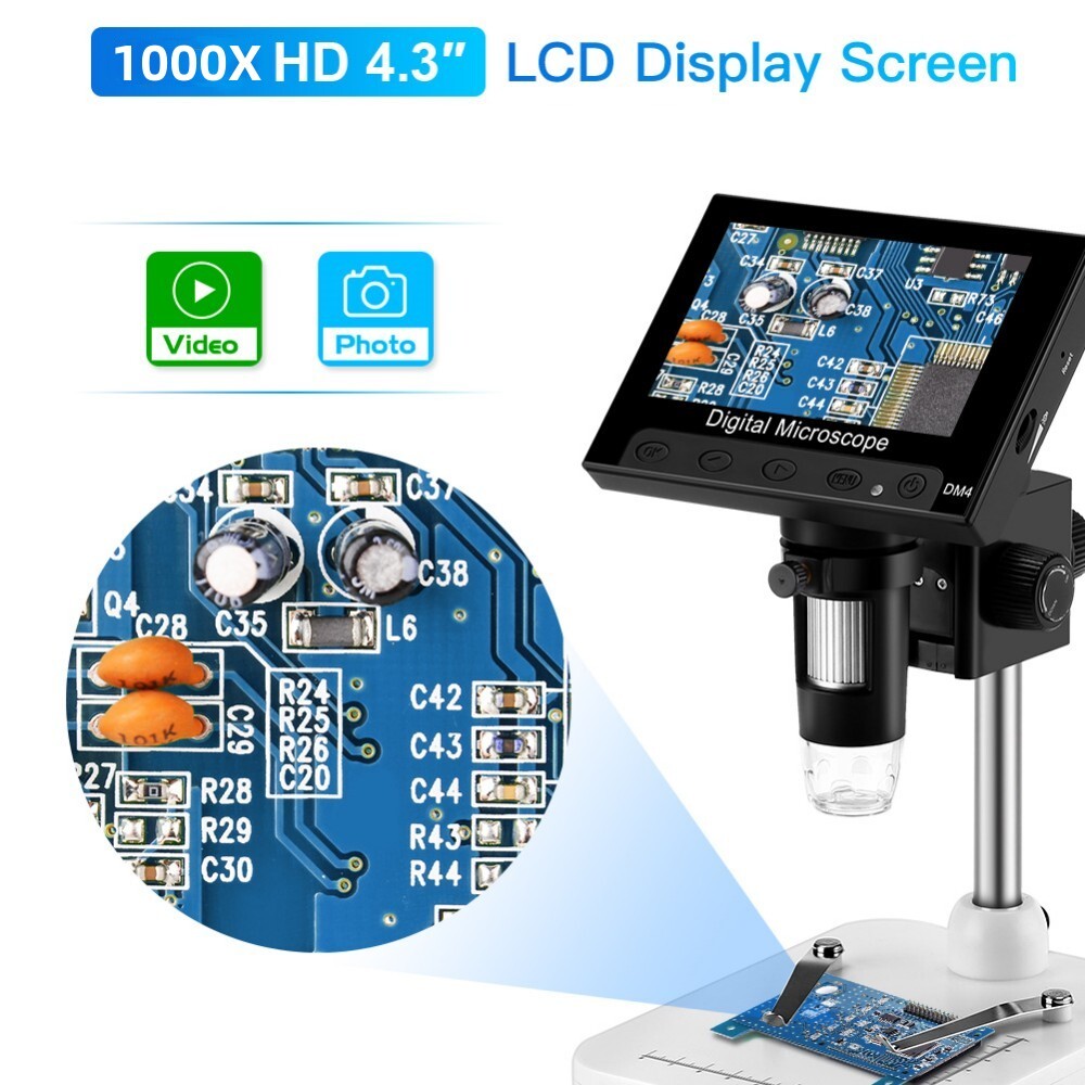Elikliv Coin Microscope 1000X 4.3'' LCD Digital Microscope with Screen USB Used
