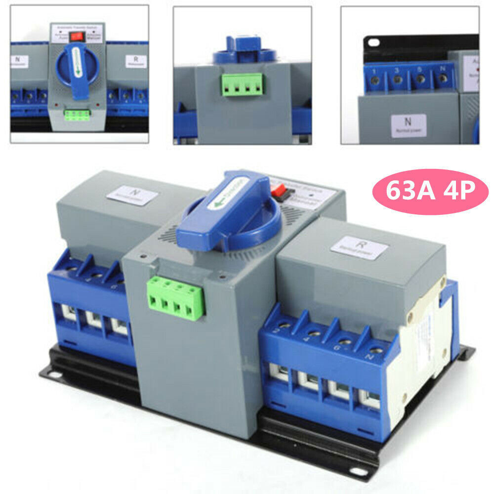 63A ATS Dual Power Automatic Transfer Switch for Generator Changeover Switch 4P