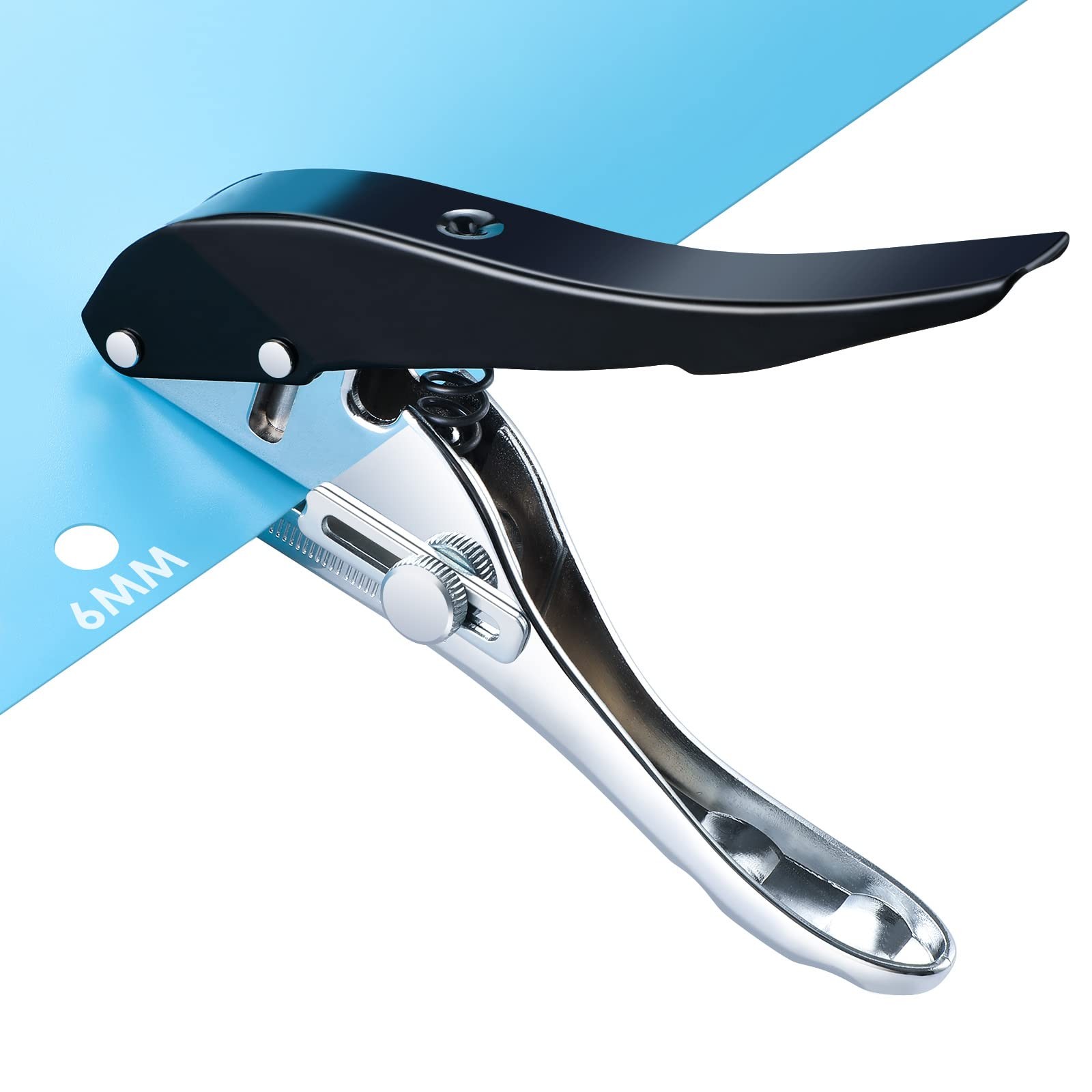 6MM Black Heavy Duty Portable Hand Held Single Hole Punch For Tags Paper