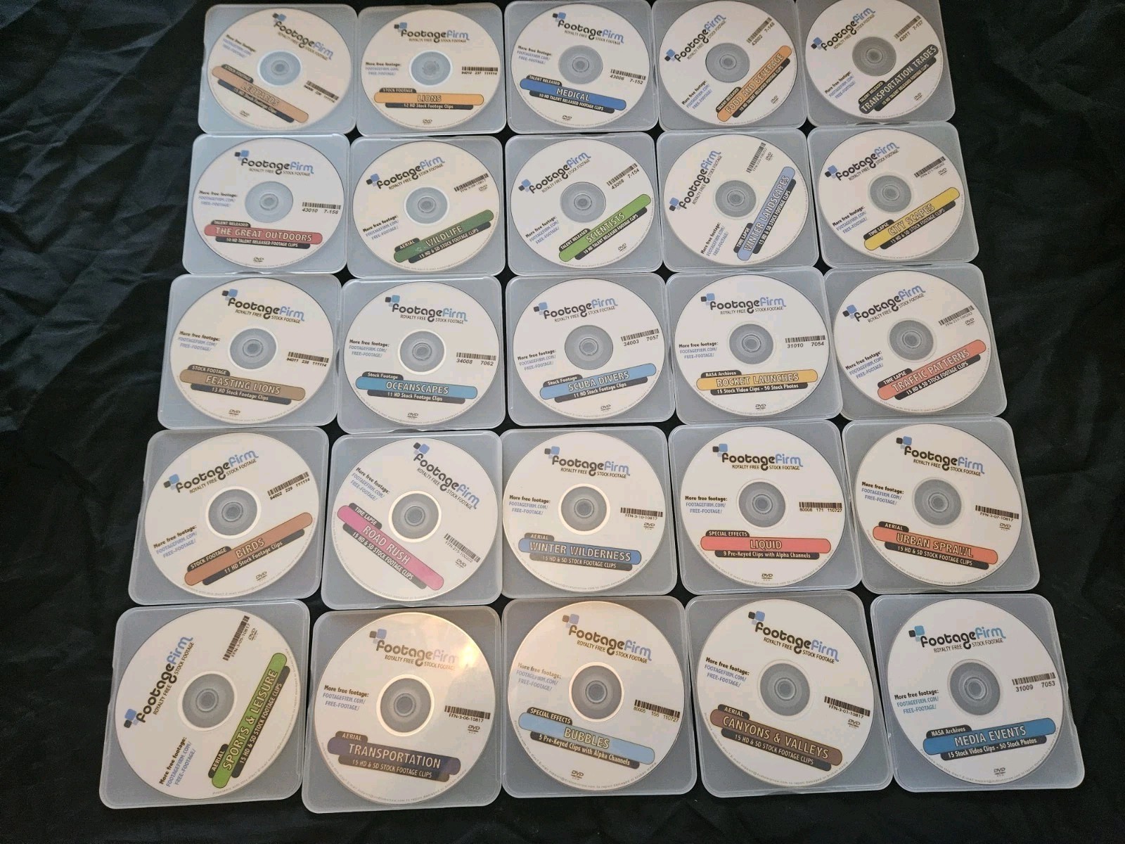 Huge Lot of 25 FootageFirm Royalty Free Stock Footage & Production Music DVDs -