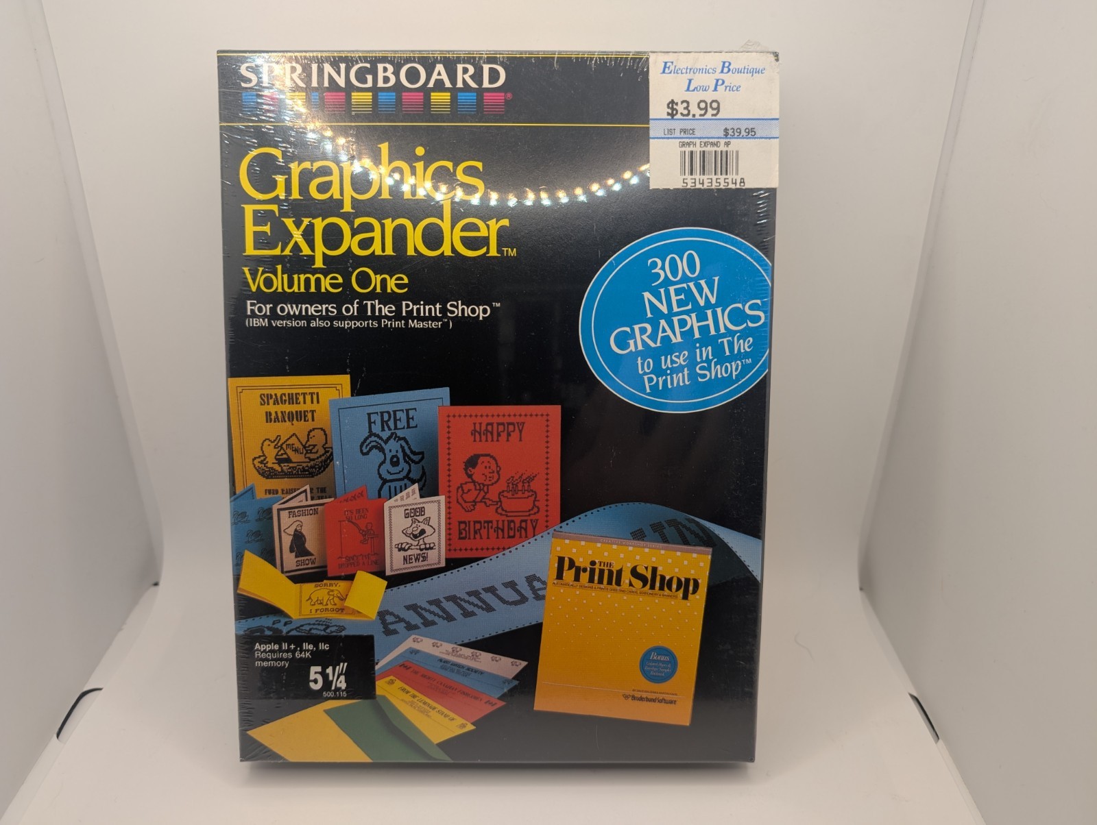 Springboard Graphics Volume 1 for Print Shop Software Apple IIe, IIc, II+ SEALED