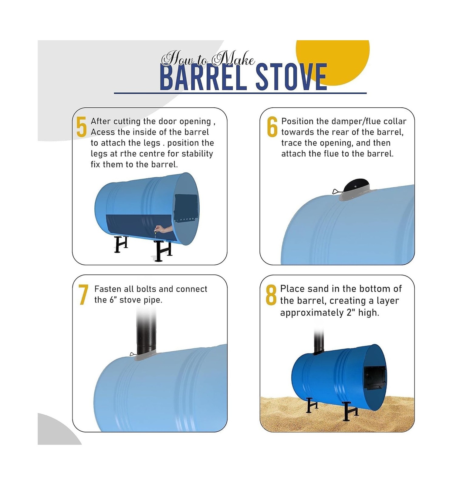 Barrel Stove Kit – Perfect for Wood Stove Kit for 55 Gallon Drum - Barrel