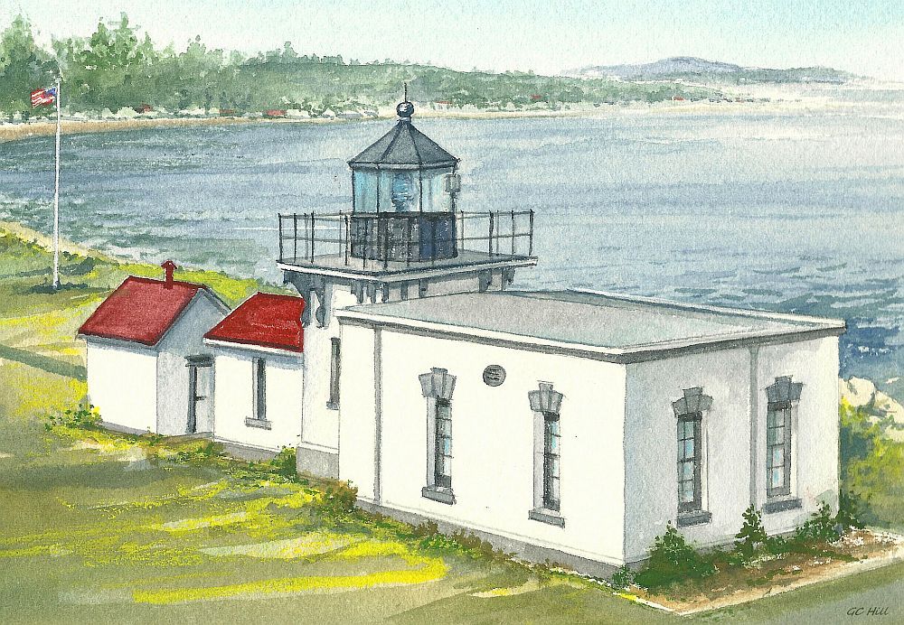 Point No Point Lighthouse Puget Sound Washington Watercolor Art Notecards