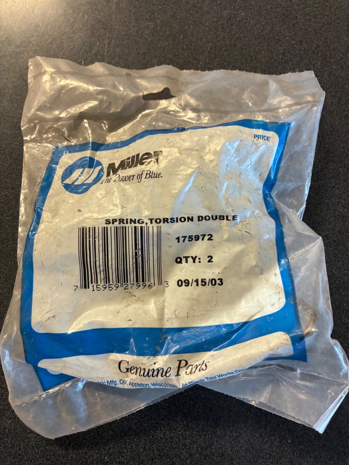 NEW OEM Miller 175972 TORSION DOUBLE SPRING  2 Pack