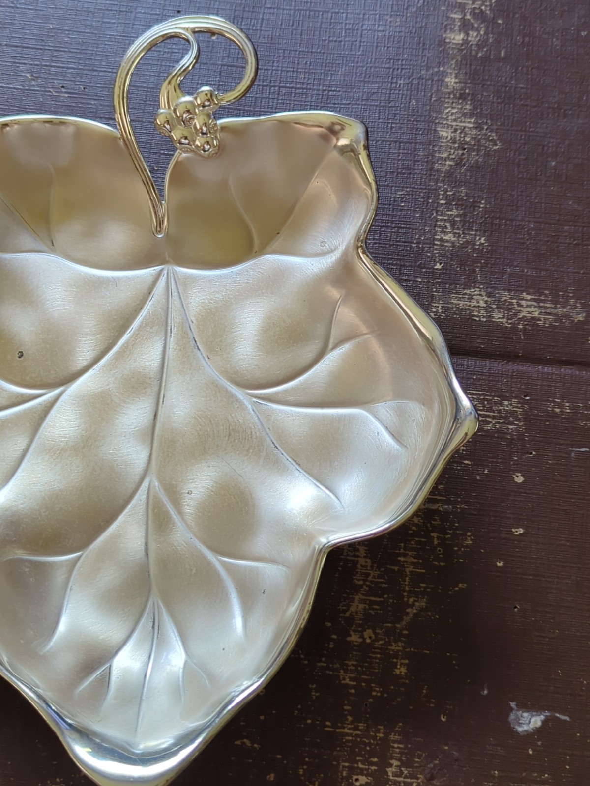 Versilbert-Anlaufgeschtzt Silverplated Leaf Serving Tray/Candy Dish Made German