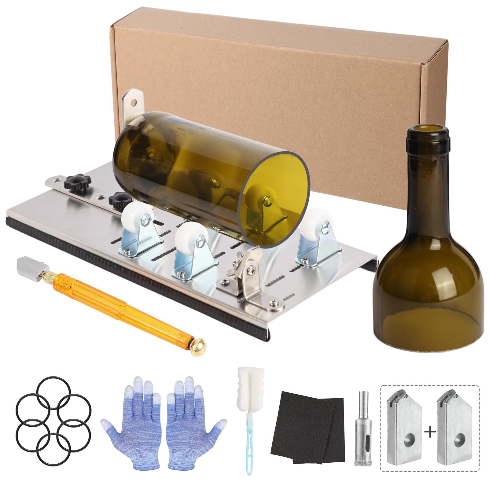 Glass Bottle Cutter,Glass Cutter Tool Kit for Round Bottles, White