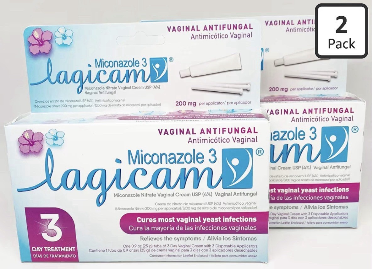 Lot of 2 Lagicam Miconazole 3 Vaginal Yeast Infection Antifungal 3-Day Exp 3/27
