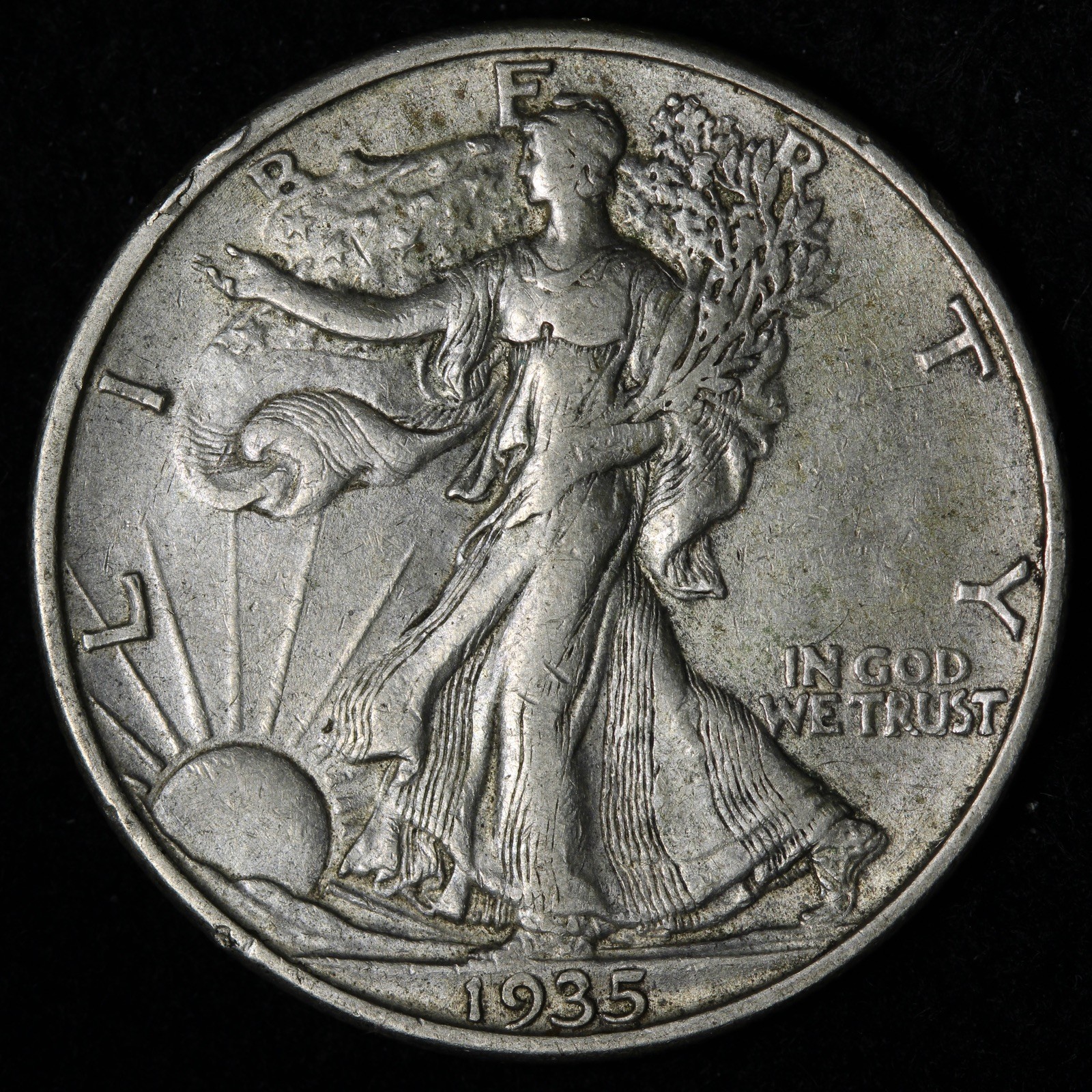 1935-S Walking Liberty Silver Half Dollar AU E347 TGEK