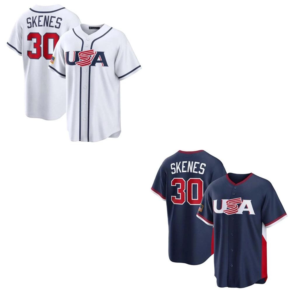 Custom Paul Skenes USA Navy WBC Stitched Jersey