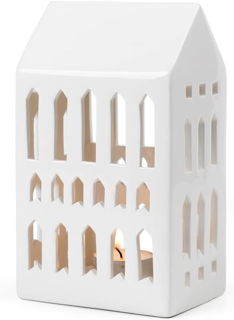 Kahler Urbania Lighthouse Church Candle Holder, White, 7.1" H, Designed by Bache