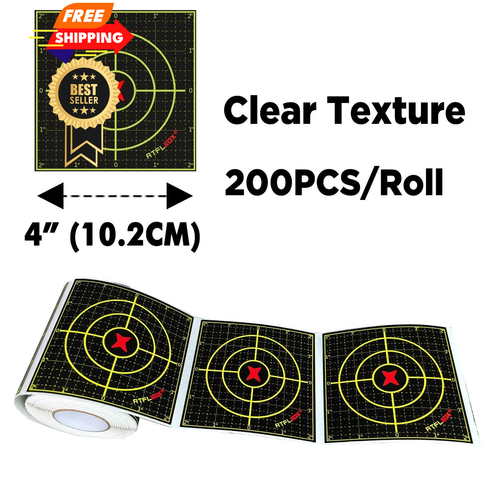 ATFLBOX Sight in Splatter Adhesive 4 inch Fluorescent 4'', Yellow