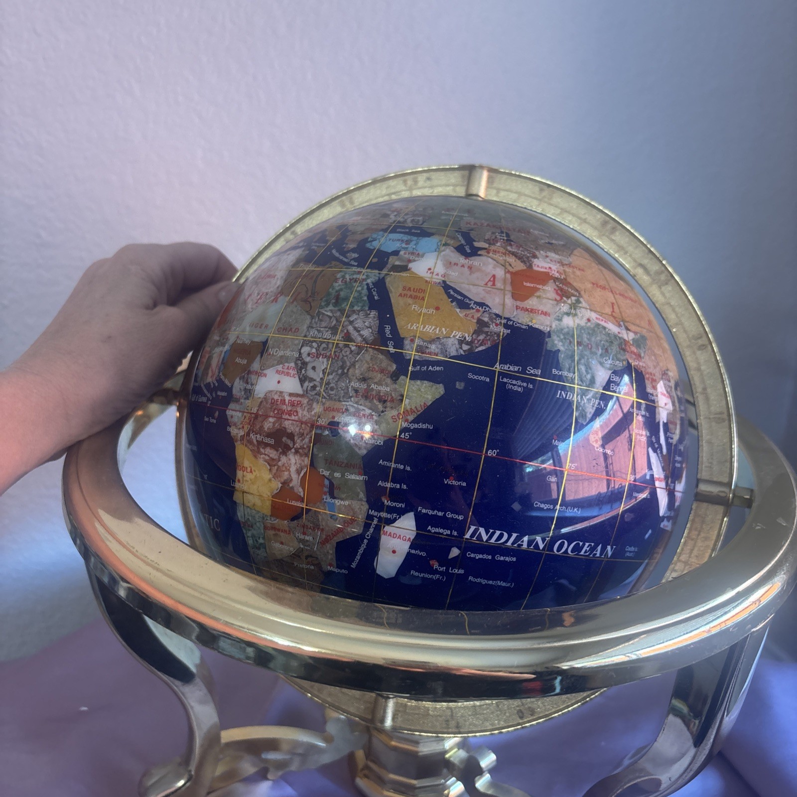 vintage gemstone globe