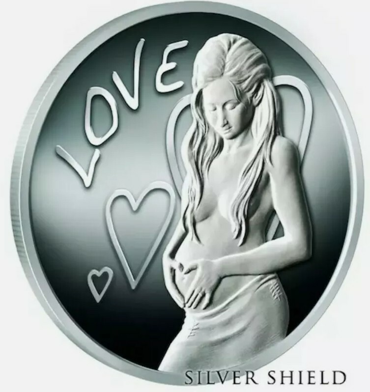 2 OZ .999 PURE SILVER SHIELD PROOF LOVE ROUND COIN BOX COA BEAUTIFUL GIRL BABY