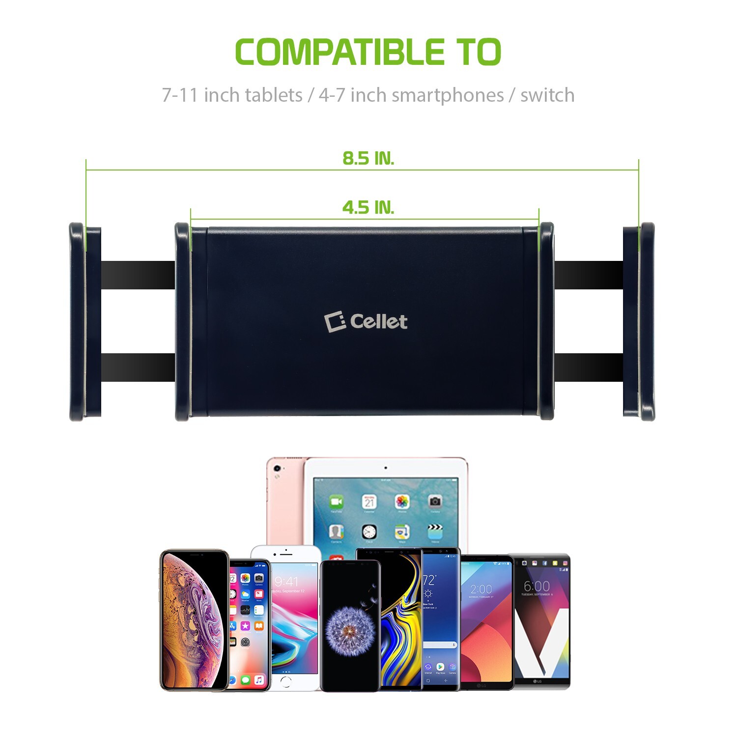 Cellet Flexible Gooseneck Desktop Table Mount for Tablets & Cell phones - Black