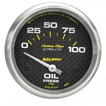 AutoMeter 4827 2-5/8 in. Oil Pressure, 0-100 PSI, Air-Core, Carbon Fiber Gauge