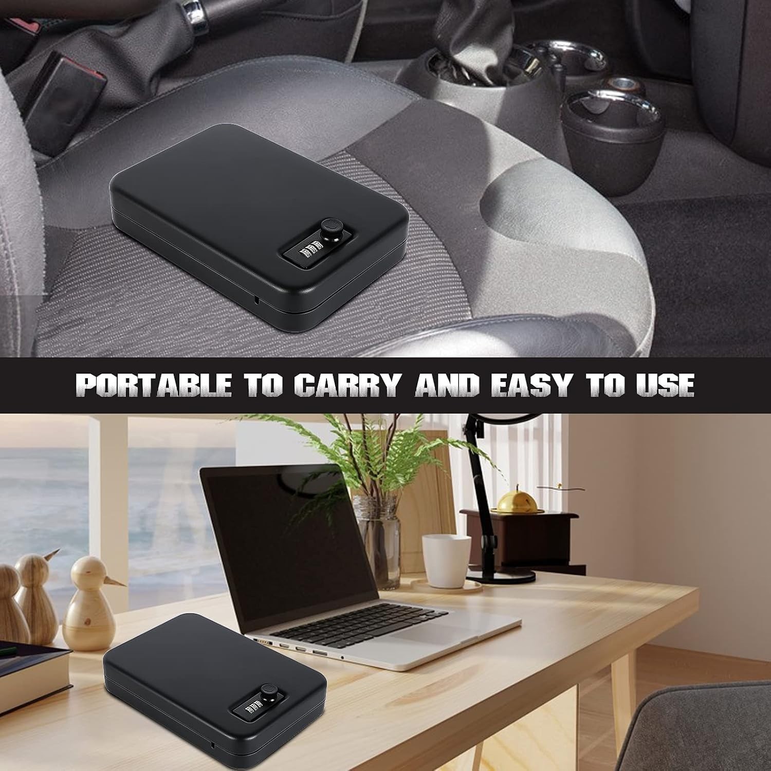 Portable Gun Safe Lock Box for Pistols Handgun Case Combo Lock Home Car Travel