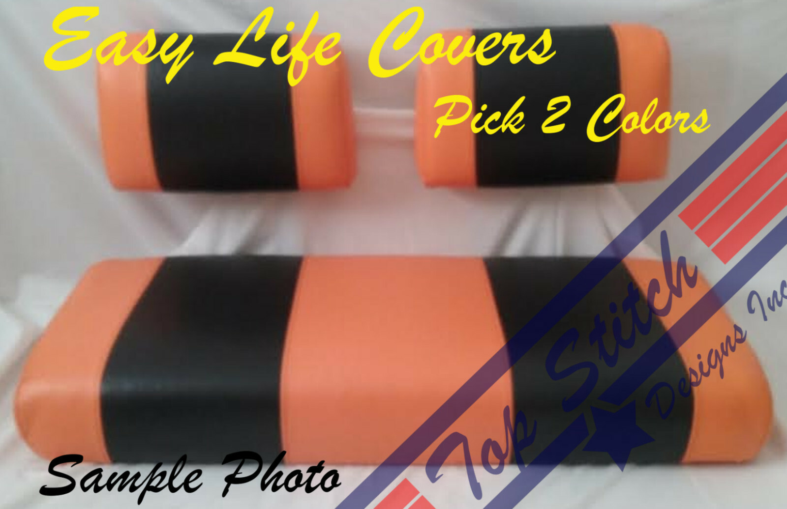 NEW Vinyl EZ-GO MARATHON Golf Cart Custom Front&Rear Seat Covers Combo Staple On
