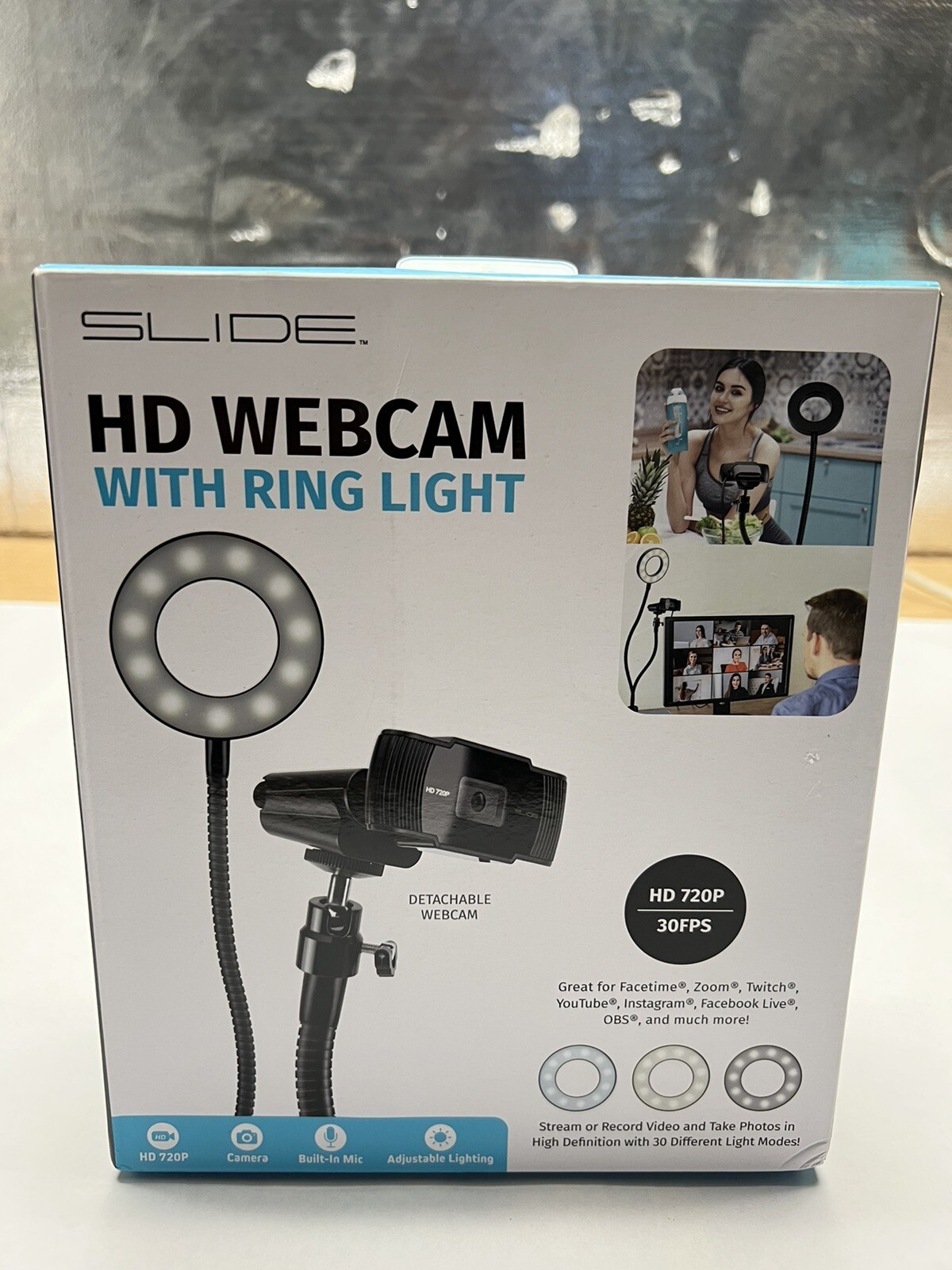 SLIDE CWB12 USB 2.0 HD Webcam with Ring Light
