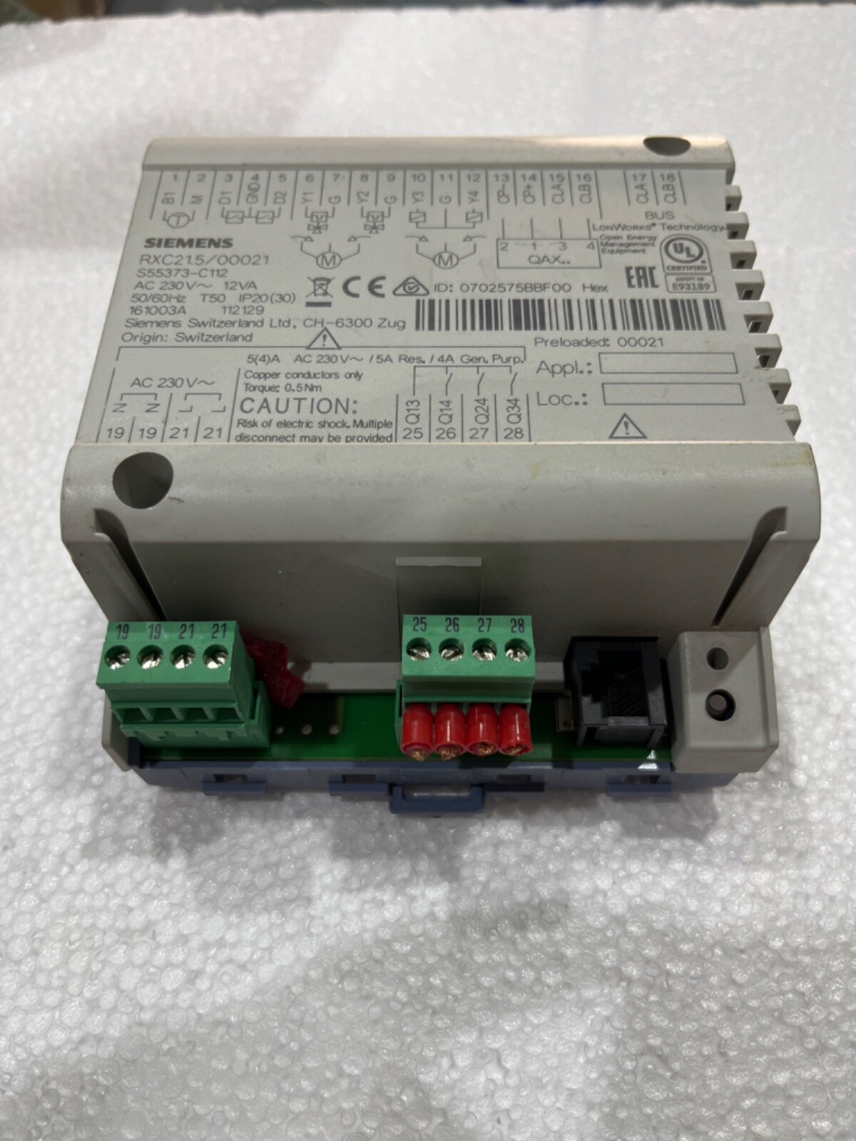 SIEMENS RXC21.5/00021 PANEL CONTROLLER