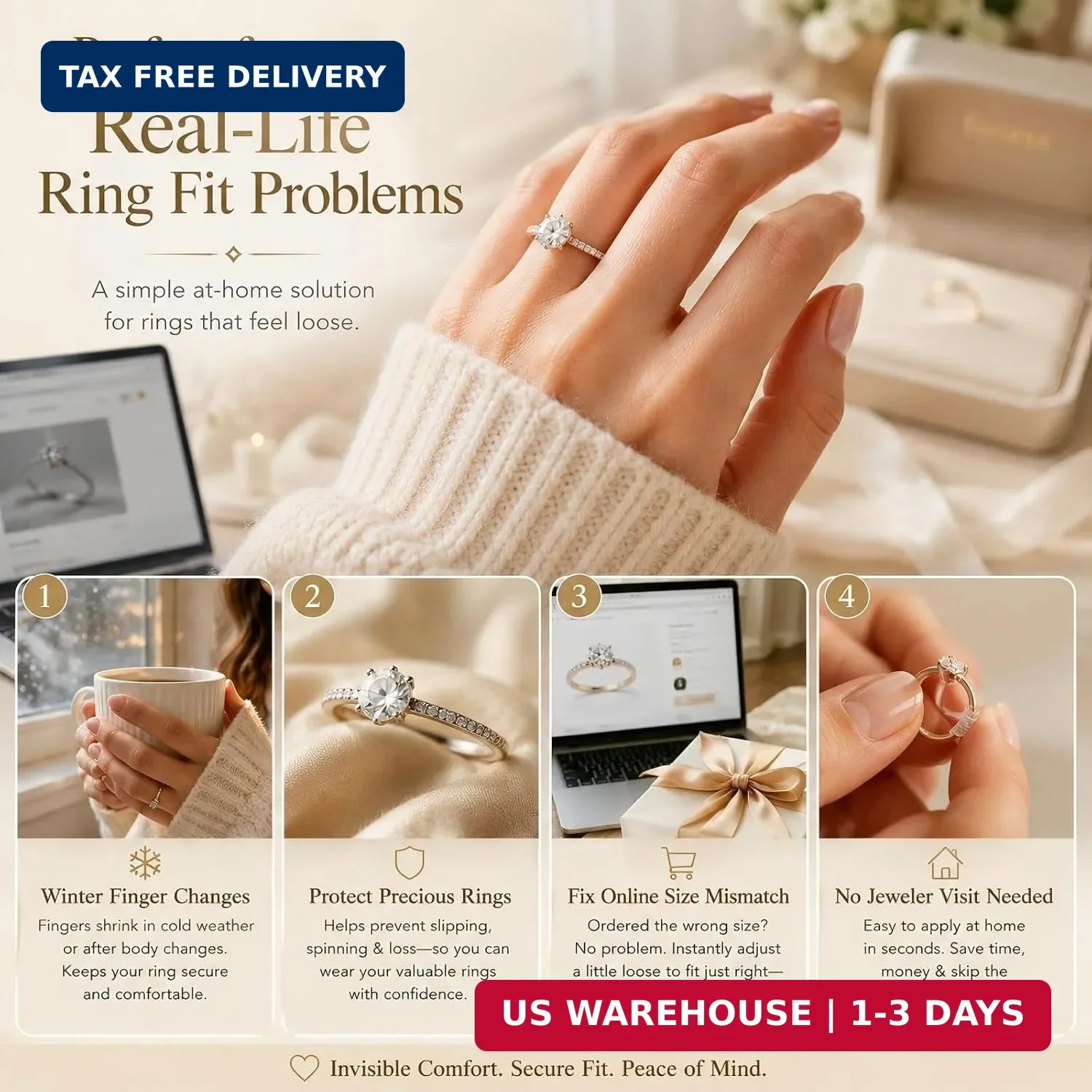 Ring Sizer Adjuster for Loose Rings 12 Pack Invisible Ring Guards Clear 12 pc