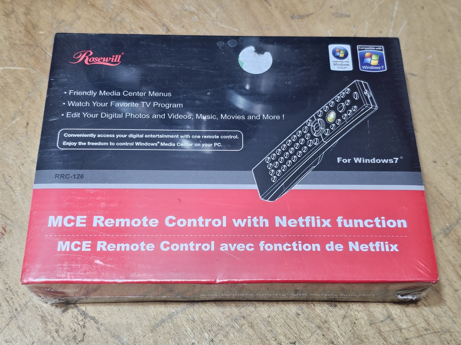 NEW ROSEWILL WINDOWS 7 MCE REMOTE CONTROL RRC-126 W/ NETFLIX FUNCTION