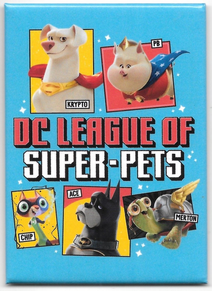 DC League of Super-Pets Movie Krypto PB Chip Ace Merton Refrigerator Magnet NEW
