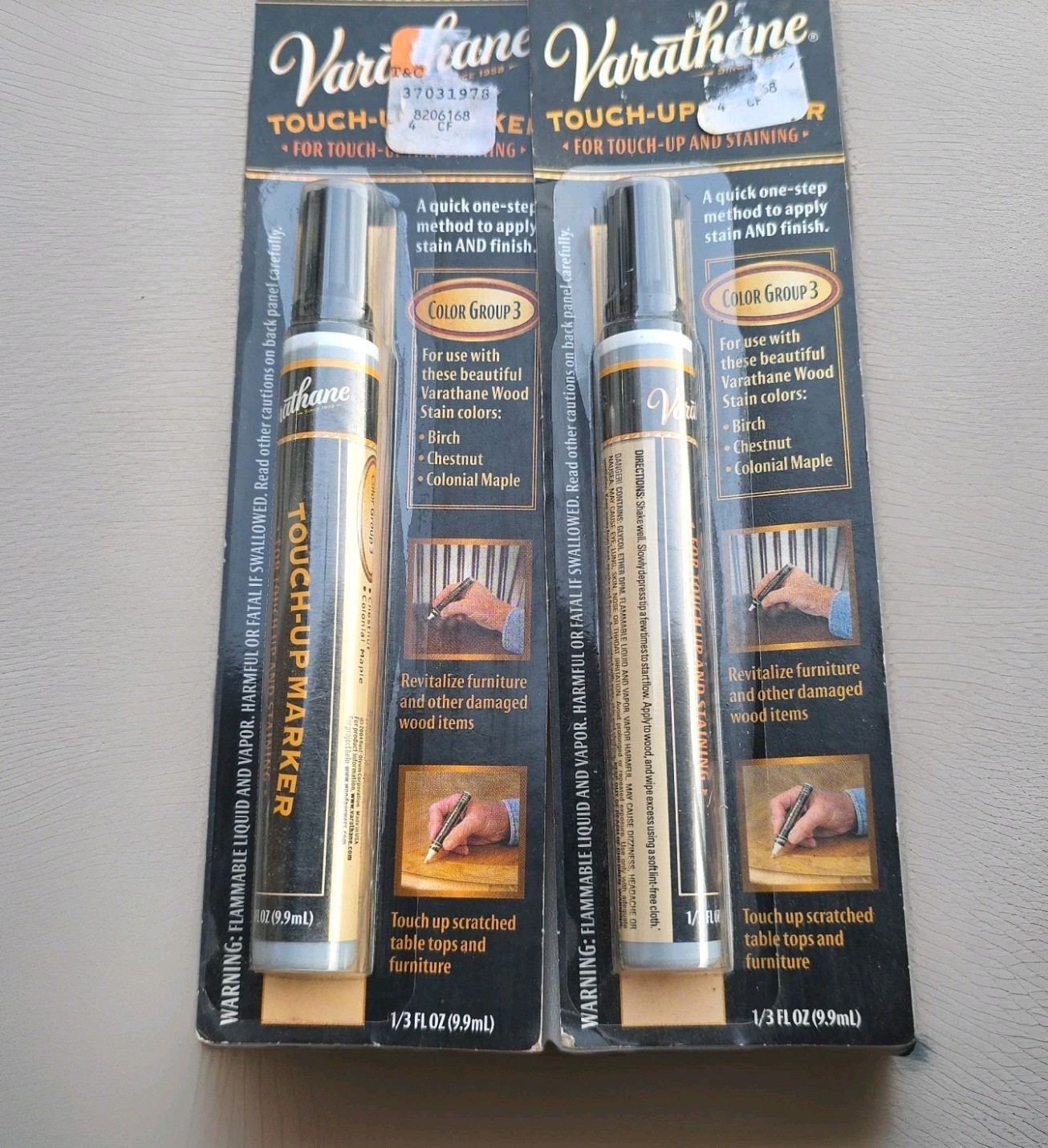 2 New Rustoleum Furniture Scratch Repair Pens Varathane Birch/Chestnut Group 3