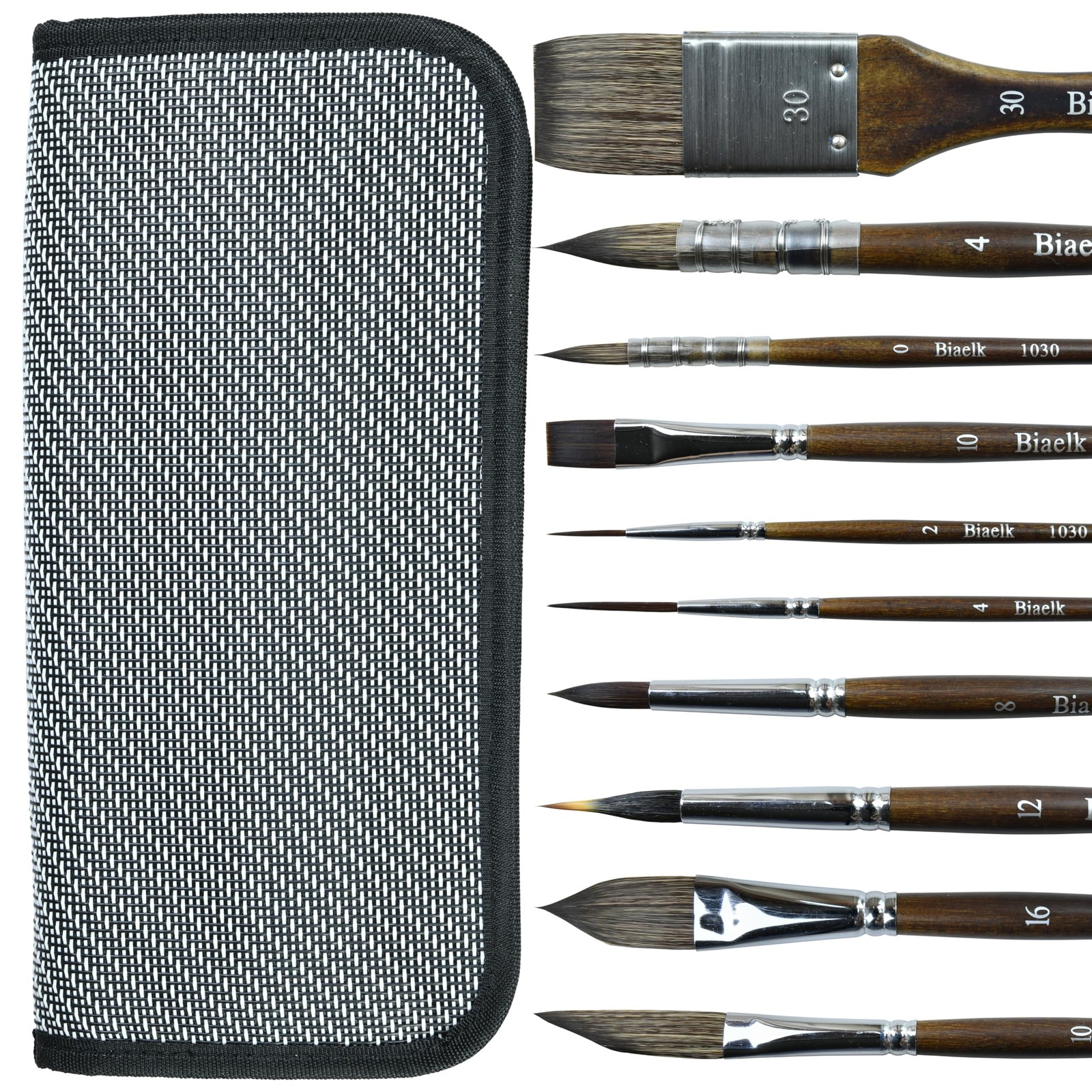 Watercolor Brushes Set of 10, Synthetic Hair with Wood Holders,Hake/Round Poi...