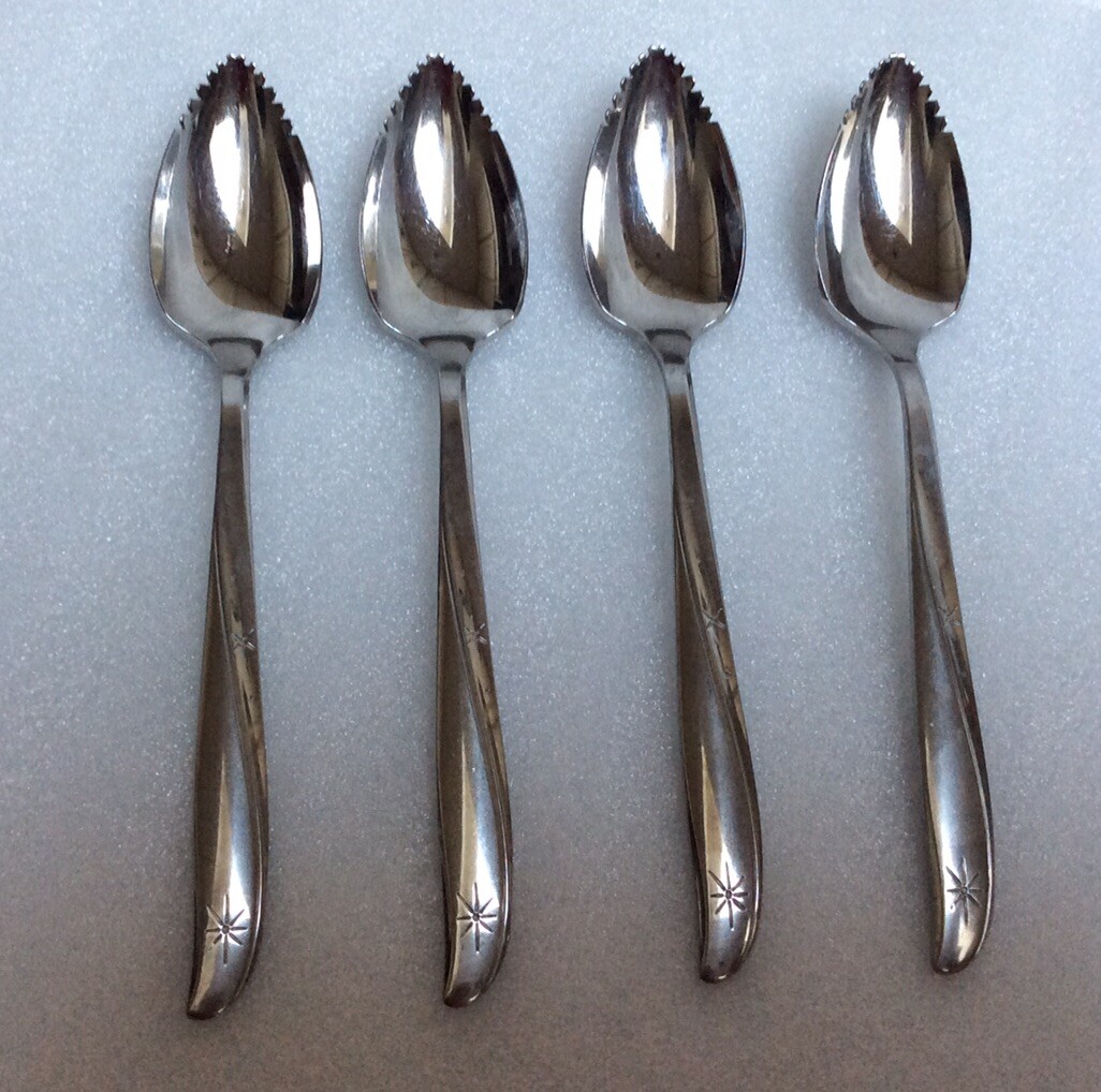 Oneida Community Stainless Twin Star 4 Fruit Spoons 6”