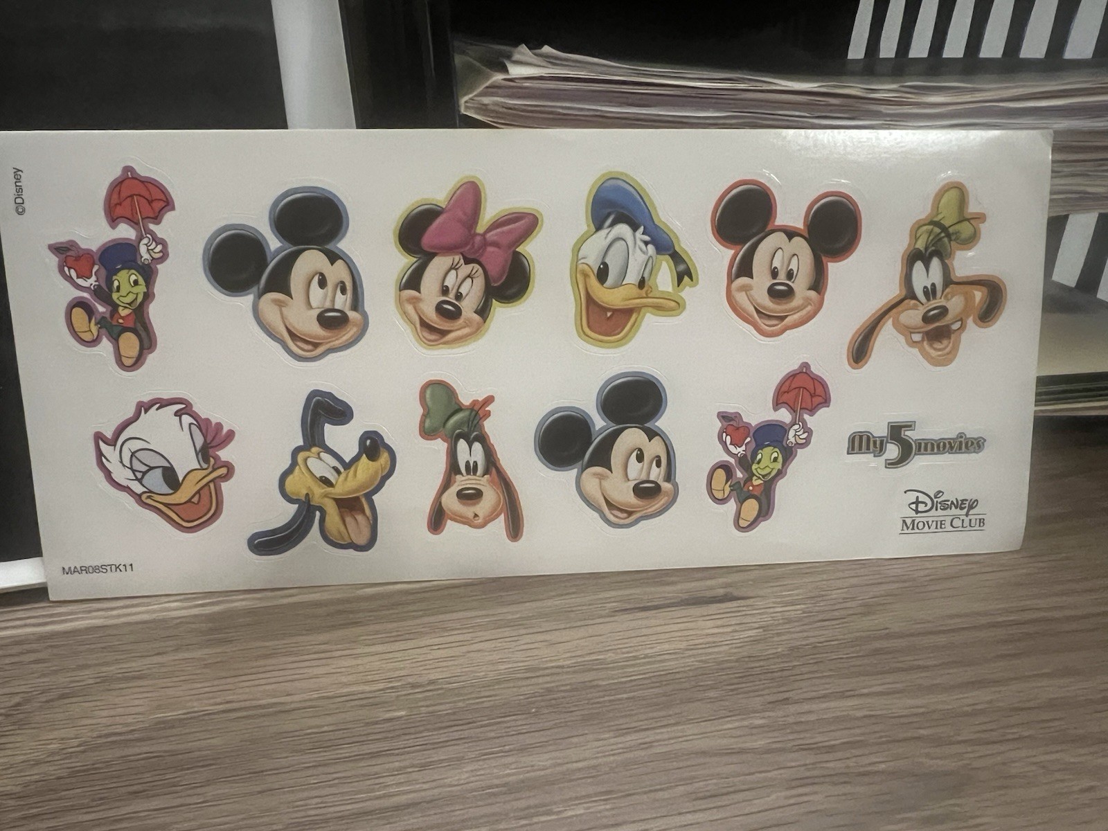 Disney Movie Club Stickers My 5 Movies Mickey Minnie Donald Jiminy Pluto Goofy