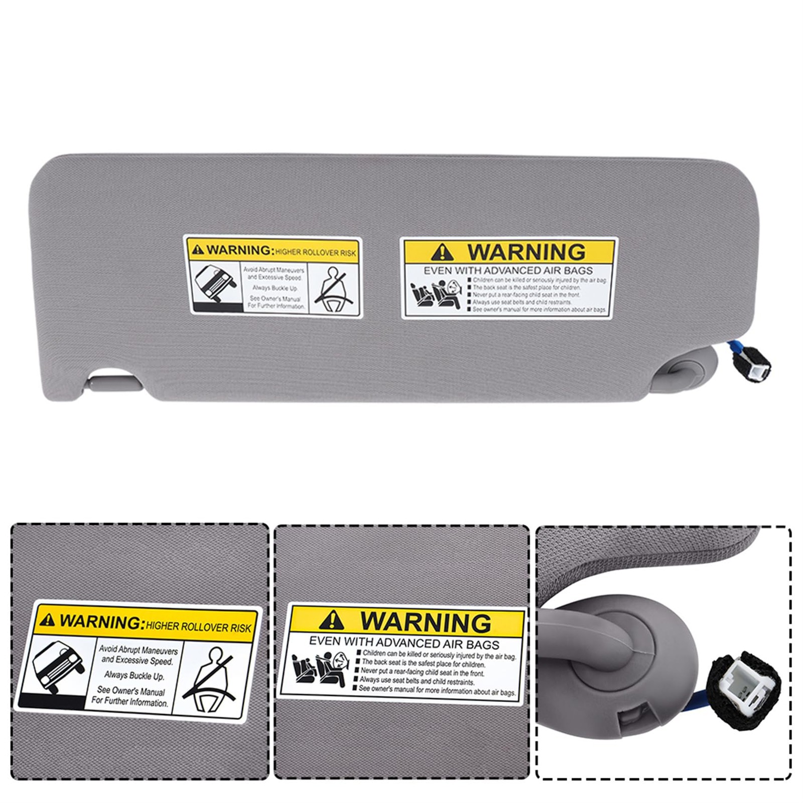 Sun Visor Shade Gray Passenger Right for Pilot Ridgeline 2017-2021